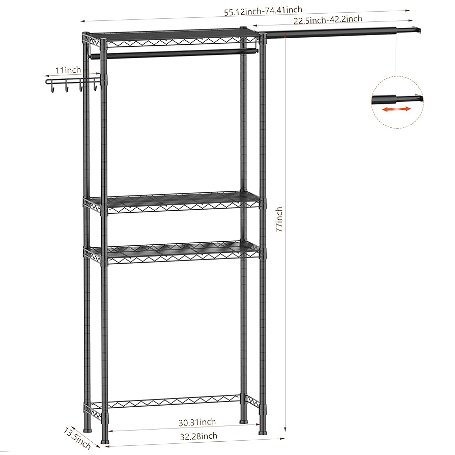 Amazon.com: Over Washer and Dryer Shelves,3 Tier Adjustable